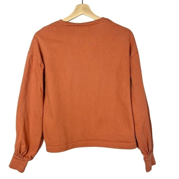 Madewell Rust Orange Chord Bubble Long Sleeve Top XS - Picture 3 of 4
